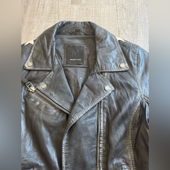 Mauritius Black Scatter Star Leather Jacket Size 8 - Picture 9 of 16